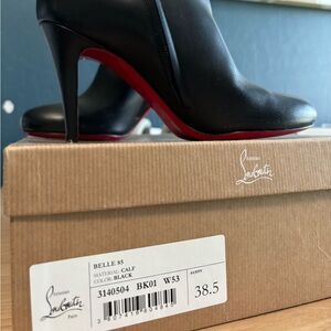 NIB Christian Louboutin Sz 6.5 Belle Leather Red Sole Ankle Boot